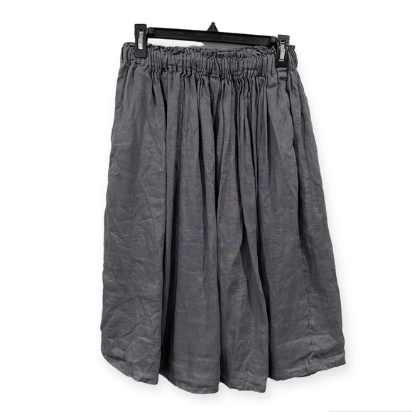 Muji Dresses & Skirts - Muji 100% Linen Grey Elasticated Waist Midi Skirt Grey Small